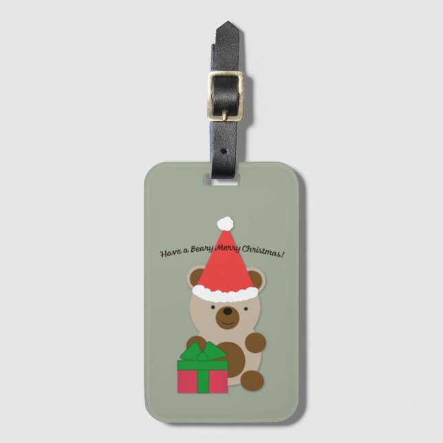 Have a Beary Merry Christmas Bear Luggage Tag (Front Vertical)