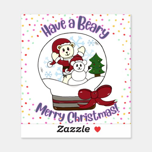 Have a Beary Merry Christmas Kawaii Bears Sticker