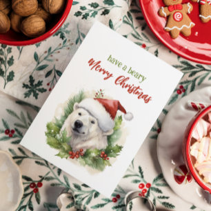 Have A Beary Merry Christmas Polar Bear Funny Holiday Card