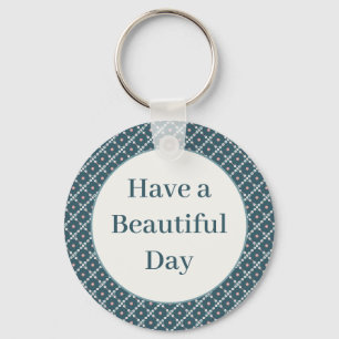 Have a Beautiful Day Pearl Squares Pattern Keychain