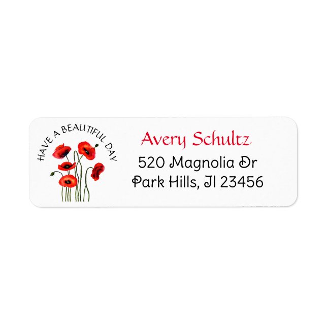 Have a Beautiful Day | Red Poppies Label (Front)