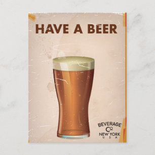 Have A Beer vintage Bar Poster Postcard