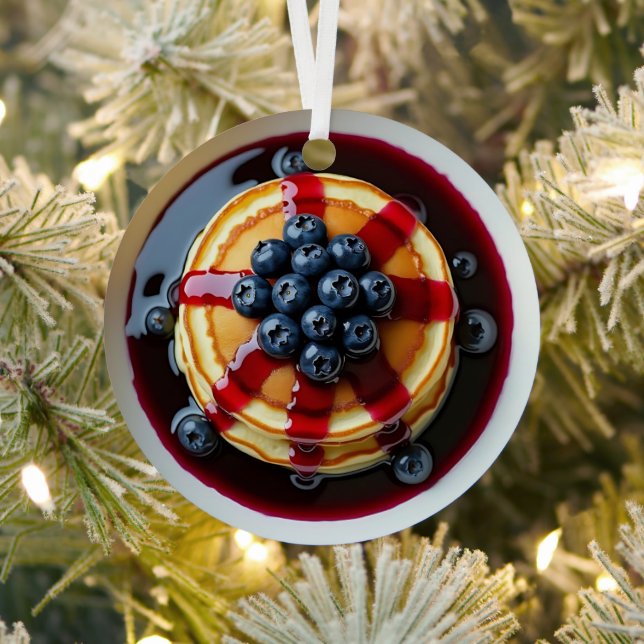 Have a Berry Merry Christmas Blueberry Pancakes Metal Ornament (Insitu)