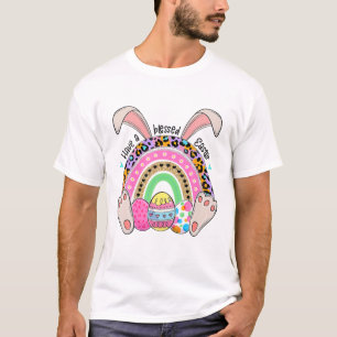Have A Blessed Easter Cute Bunny Eggs Rainbow East T-Shirt