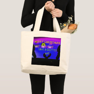 Have a Blessed Merry Christmas – A Festive Digital Large Tote Bag