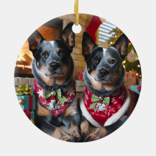 Have a Blue Heeler Christmas! Ceramic Ornament (Back)