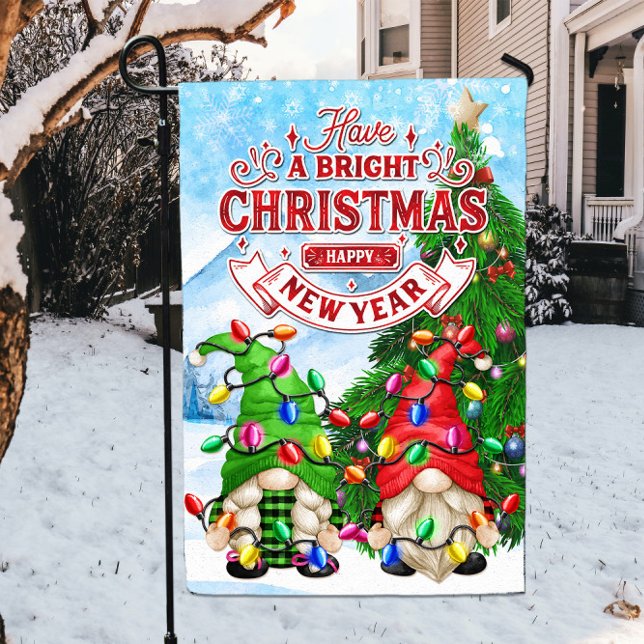 Have a Bright Christmas Happy New Year Gnomes Garden Flag (Creator Uploaded)