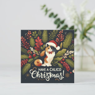 Have a Calico Chritmas Wreath Holiday Card