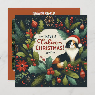 Have a Calico Chritmas Wreath Holiday Card