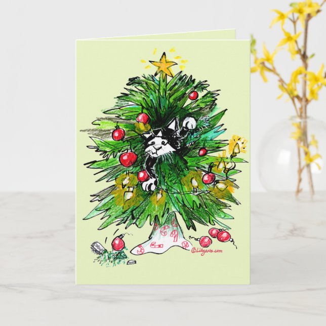 Have a Catnip Christmas!   Card (Yellow Flower)