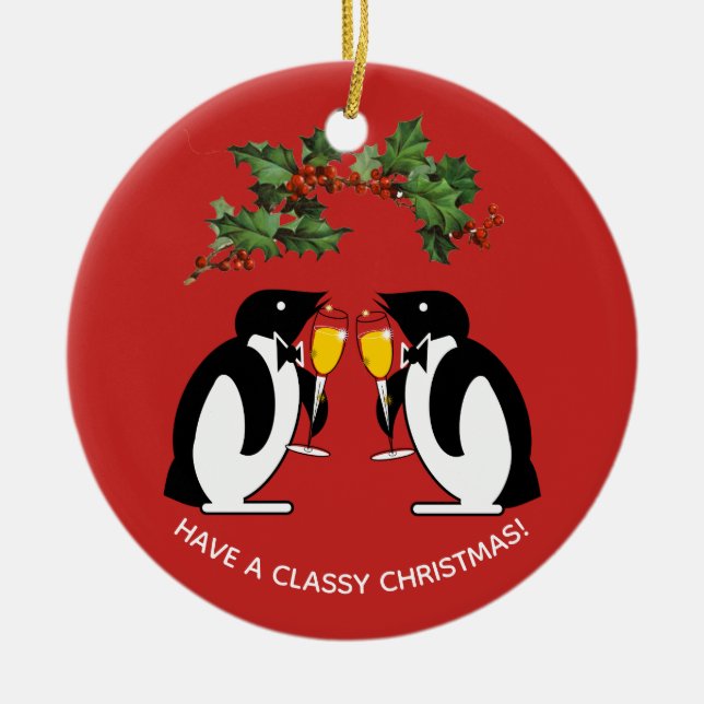 Have A Classy Christmas Ceramic Ornament (Front)