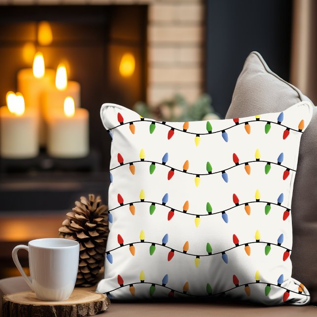 Have A Colorful String Lights Holiday Season Throw Pillow (Creator Uploaded)