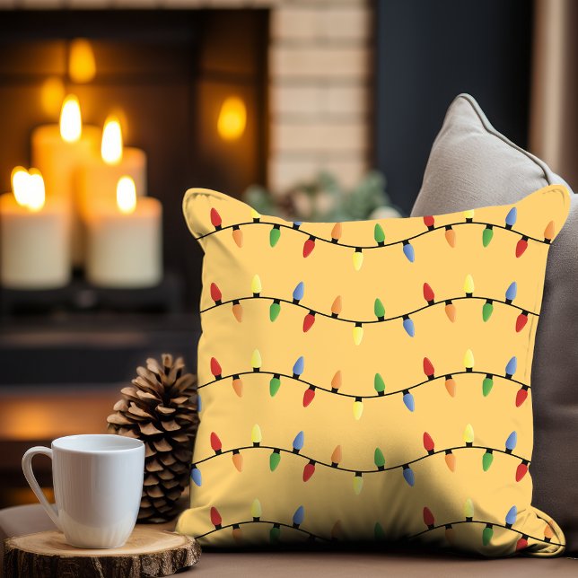 Have A Colorful String Lights Holiday Season Throw Pillow (Creator Uploaded)