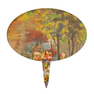 Have a Cool Autumn Season Vintage Art Print Cake Topper