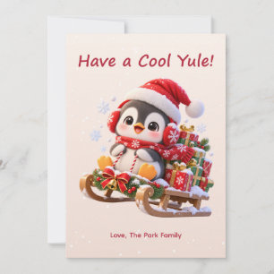 Have a Cool Yule Cute Penguin Christmas Card