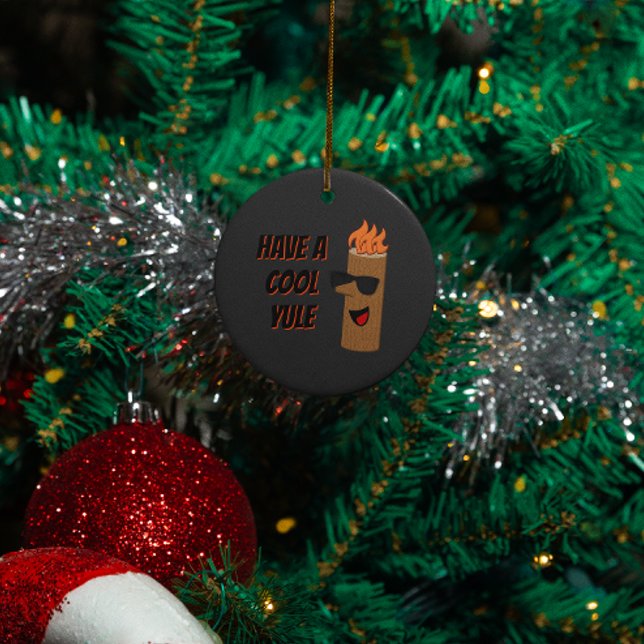 Have a Cool Yule Flaming Log Christmas Metal Ornament (Creator Uploaded)