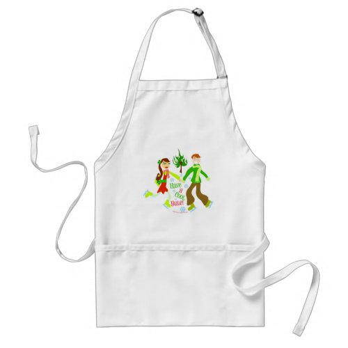 Have a Cool Yule Holiday Cute Retro Illustration Adult Apron
