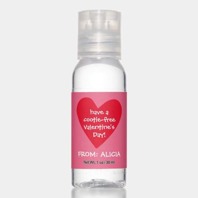 Have a cootie free Valentine's Day Funny Favor Hand Sanitizer (Front)