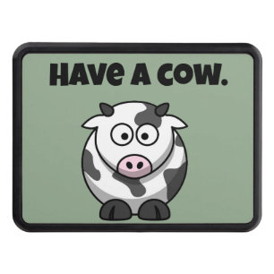 Have a Cow, Funny Dairy Cow Cartoon Pun Design Hitch Cover