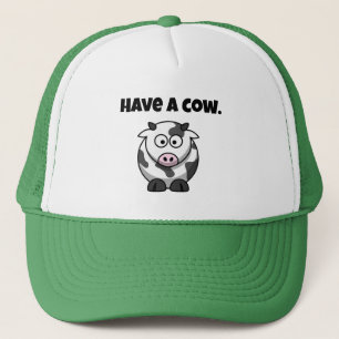 Have a Cow, Funny Dairy Cow Cartoon Pun Design Trucker Hat