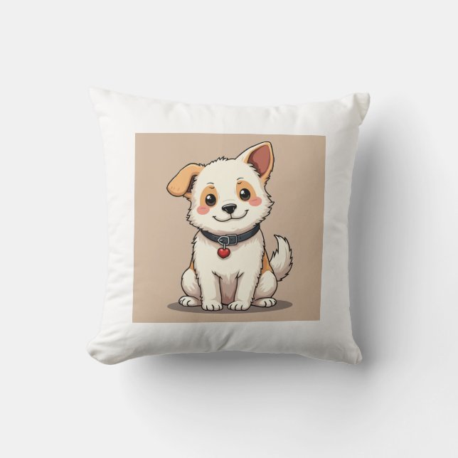 Have a cozy and comfortable rest with a cute puppy throw pillow (Front)