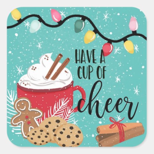 have a cup of cheer christmas hot chocolate square sticker