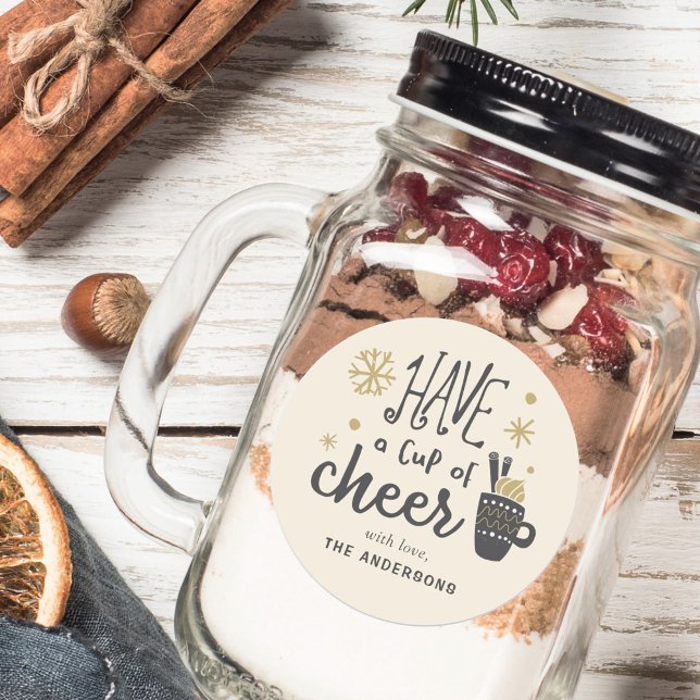 Have a Cup of Cheer Holiday Drink Mix Gift Classic Round Sticker (Creator Uploaded)