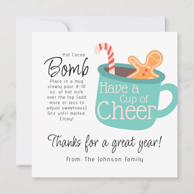 Have a Cup of Cheer Hot Cocoa Thank You Card (Front)