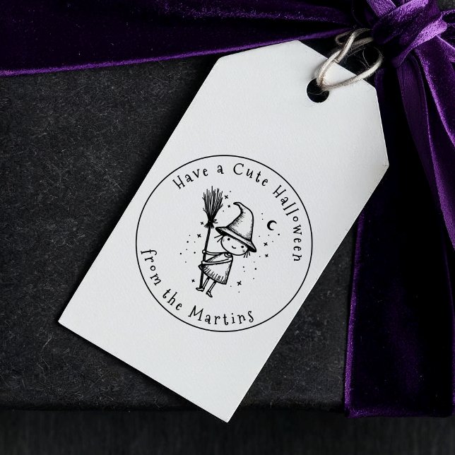 Have a Cute Halloween - Cute Witch & Birch Broom Self-inking Stamp (Creator Uploaded)