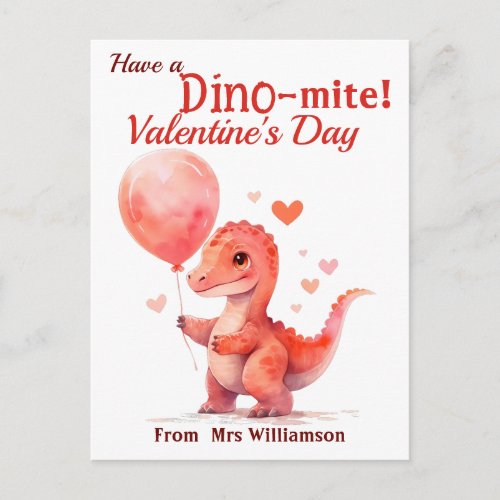 Have a Dino_Mite Valentines Day Classroom Postcard