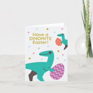 Have a DINOMITE Easter! Dinosaur Easter Egg Hunt Holiday Card