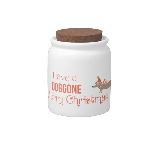 Have a Doggone Merry Christmas Dachshund Candy Jar (Front)