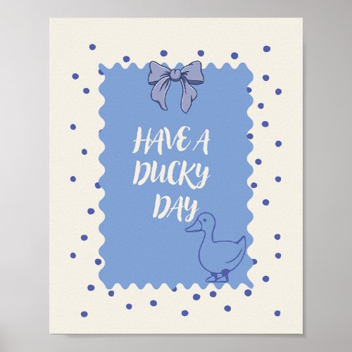 Have A Ducky Day Cute Retro Duck Wall Art Print