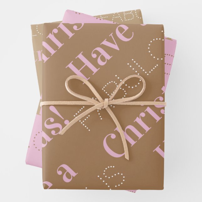 Have a fabulous Christmas | Brown Pink Beige Wrapping Paper Sheets (In situ)
