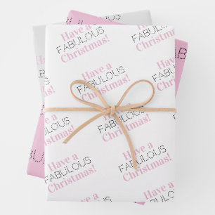 Have a fabulous Christmas Pink Gray Typography Wrapping Paper Sheets