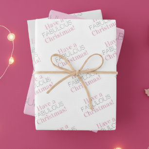 Have a fabulous Christmas Pink Gray Typography Wrapping Paper Sheets