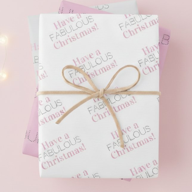 Have a fabulous Christmas | Pink Gray Typography  Wrapping Paper Sheets (Creator Uploaded)