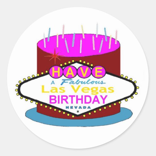Have A Fabulous Las Vegas Birthday  Cake Sticker
