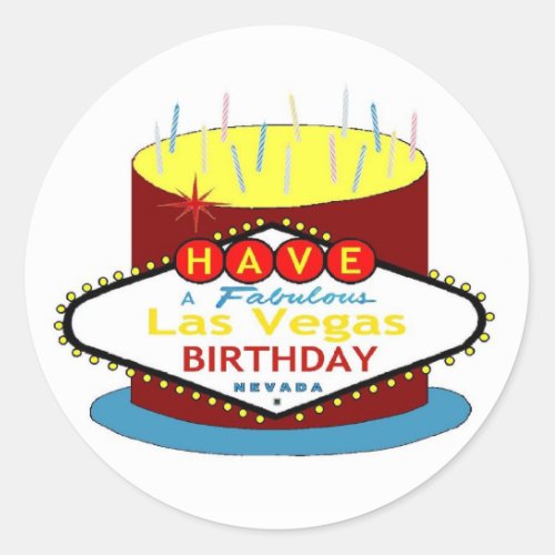 Have A Fabulous Las Vegas Birthday  Cake Sticker
