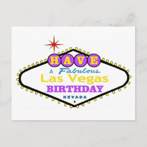 Have A Fabulous Las Vegas Birthday Postcard