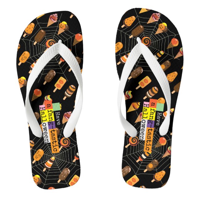 "Have a fang-tastic" Halloween Ice Cream Event Flip Flops (Footbed)
