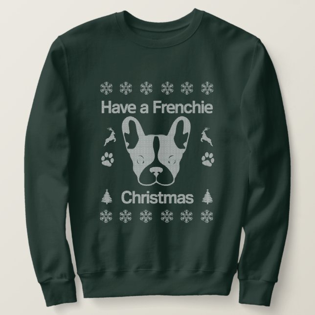 Have A Frenchie Christmas Off-Shoulder Sweater. Sweatshirt (Design Front)