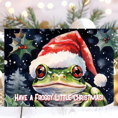 Have A Froggy Little Christmas Frog Holiday Card