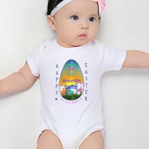 Have a Fun Sunny Memorable Easter Personalized  Baby Bodysuit