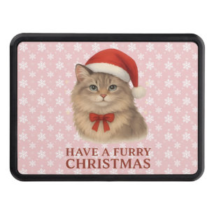 Have a Furry Christmas Cute Santa Siberian Kitten Hitch Cover