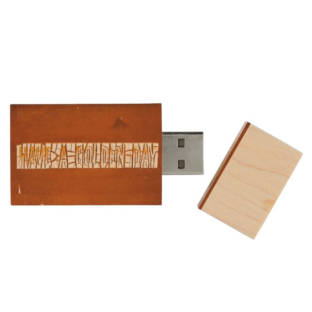 "Have A Golden Day" Rustic Peeling Paint  Wood Flash Drive (Opened)