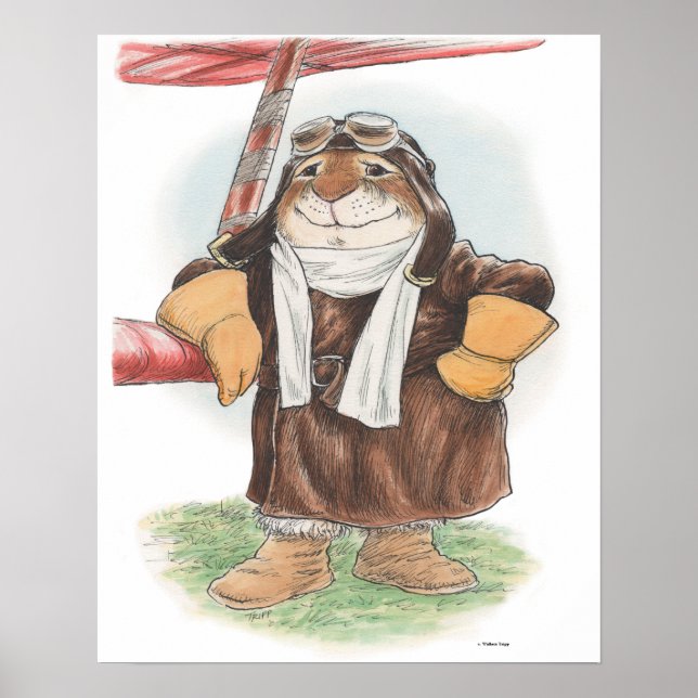 "Have a good day, Ace" Pilot Rabbit Print (Front)