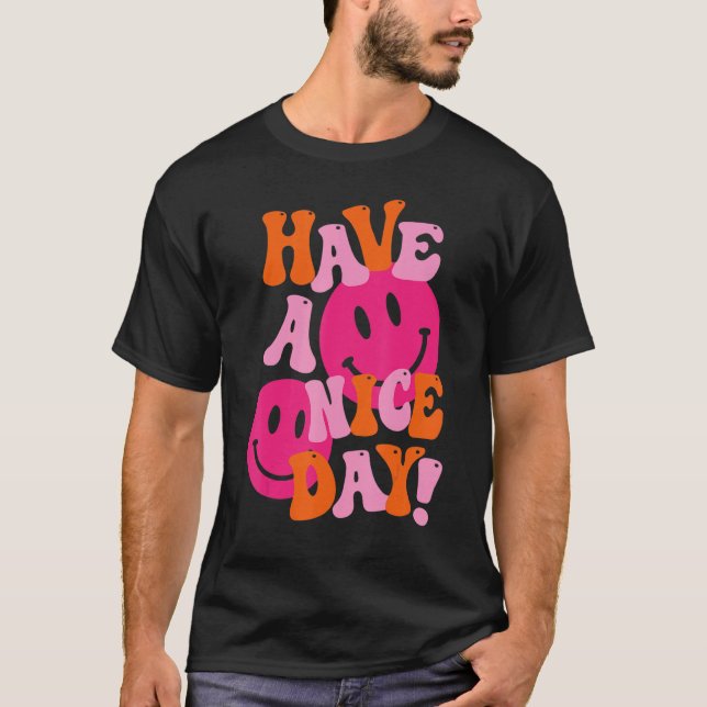 Have A Good Day Pink Smile Face Preppy Aesthetic T T-Shirt (Front)