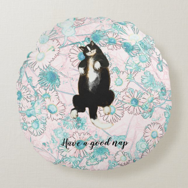 Have a good nap like this Cat Round Pillow (Front)