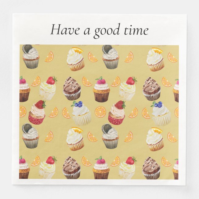 Have a good time with delicious and sweet cupcake  paper dinner napkins (Front)